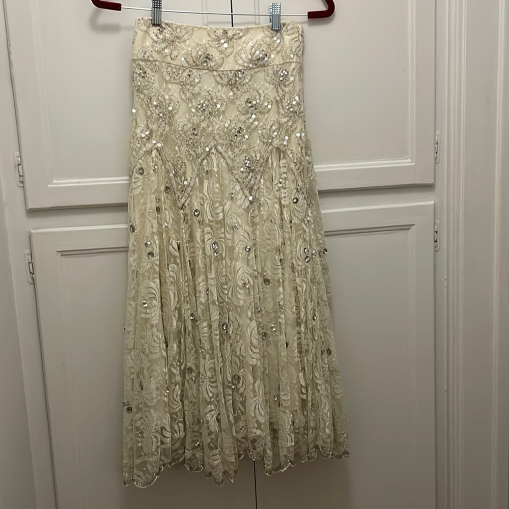 Free people lace beads and sequin skirt